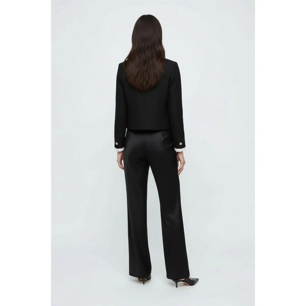 NWT Central Park West Coco Tweed Jacket L Black Cropped Gold Buttons Blazer $285 - Picture 3 of 9